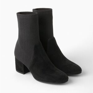 Eileen Fisher Black Suede Sock Ankle Boots